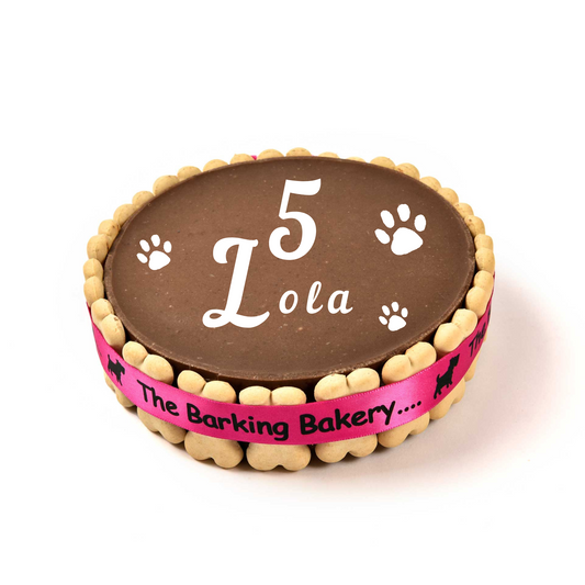 Handwritten Carob Yoghurt Topped Pawty Cake (Please allow 5-7 working days delivery)