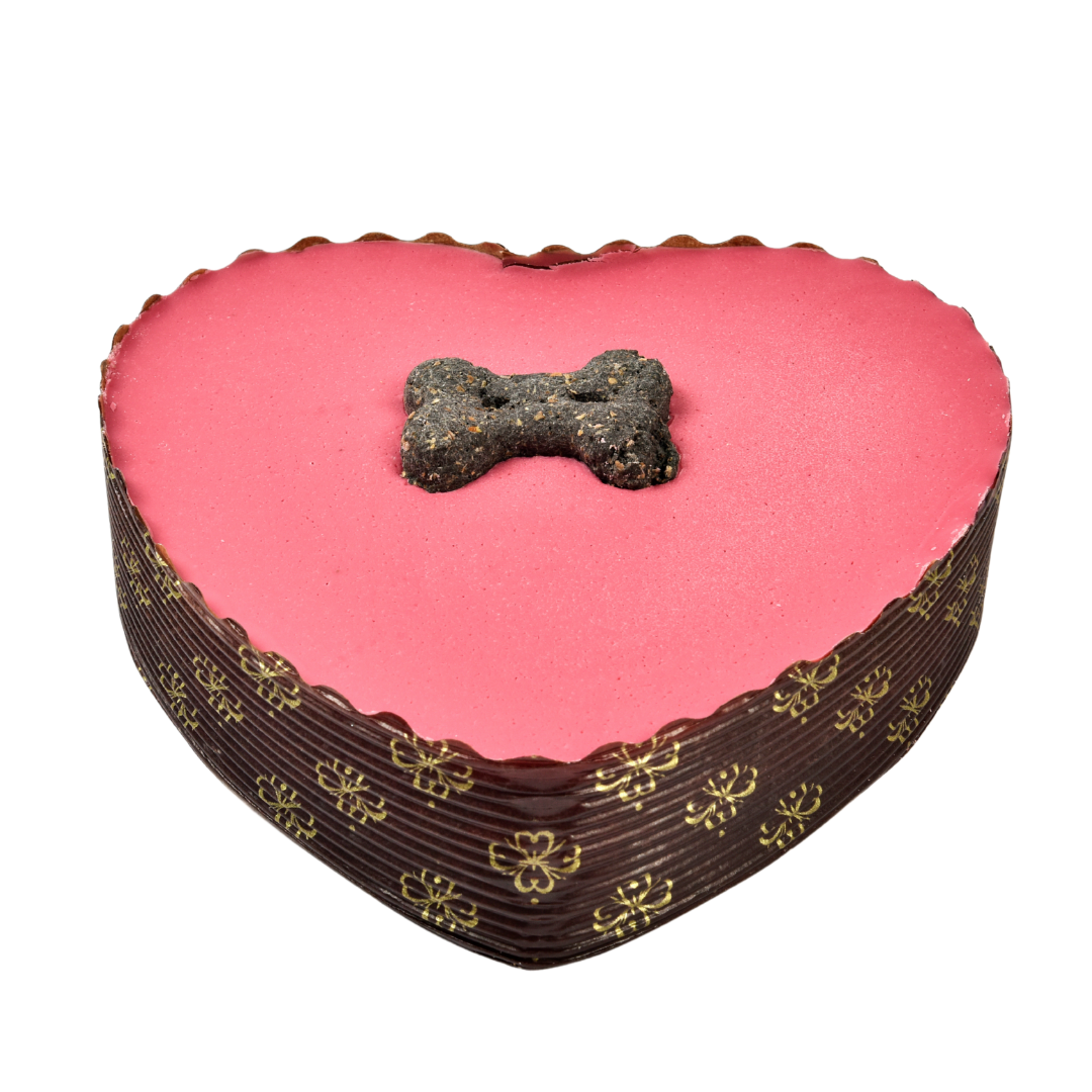 Pink Heart Yoghurt Topped Pawty Cake with candle