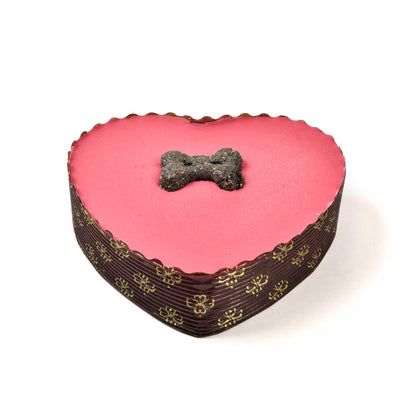 Pink Heart Yoghurt Topped Pawty Cake with candle